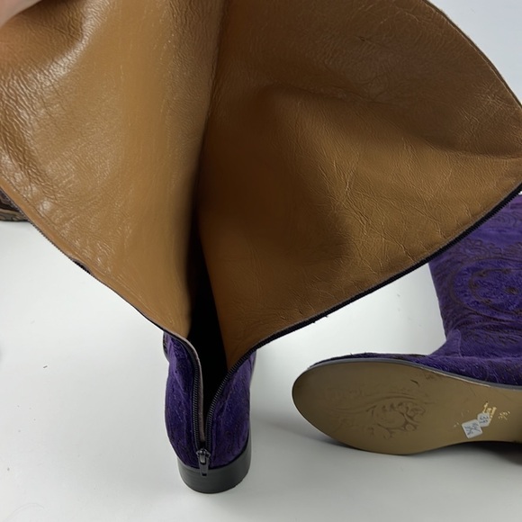 NWT Arte 13 Tall Vegan Purple Sueded Embroidered Boots - Picture 8 of 10
